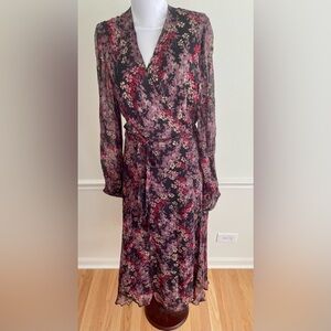 Ralph Lauren Polo Floral Print Wrap Midi Spring Dress